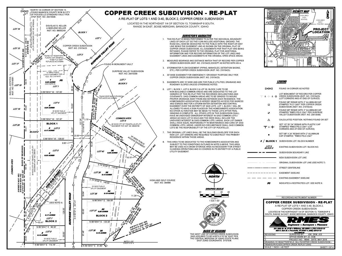Copper Creek Subdivision Plat Map