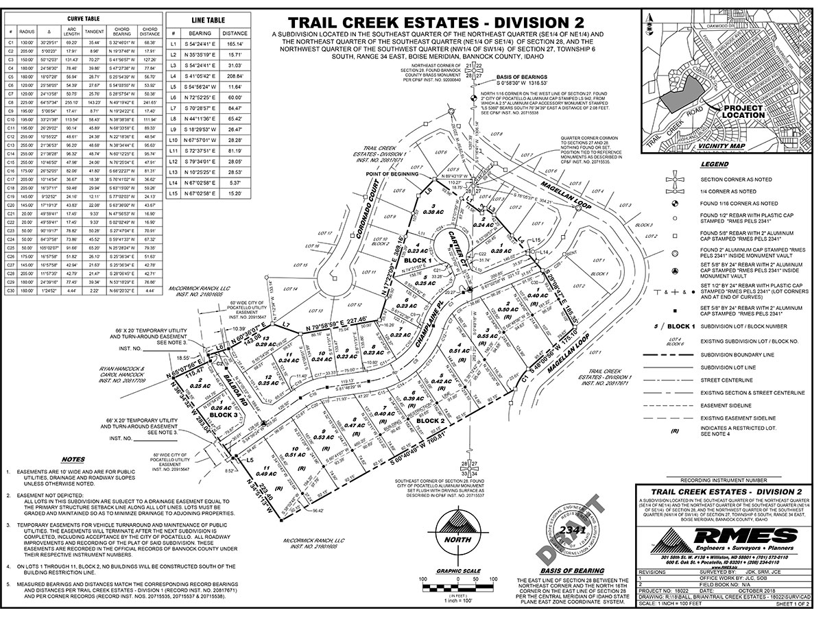 Trail Creek Estates Division 2 Plat Map