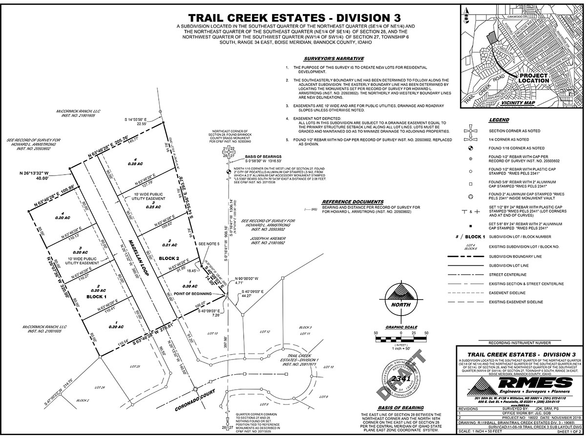 Trail Creek Estates Division 3 Plat Map