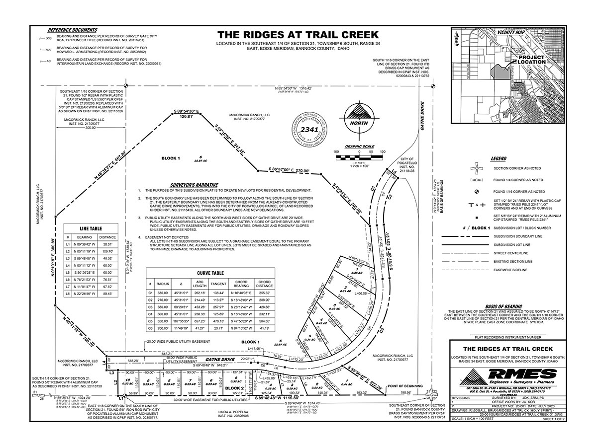 The Ridges at Trail Creek Plat Map